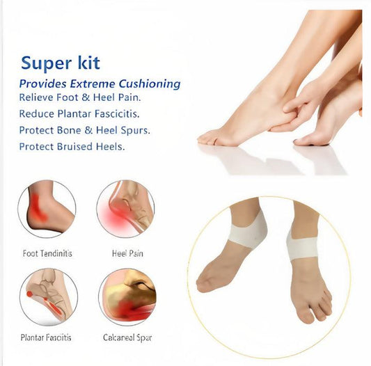 Silicone Heel Pads / Cups - Plantar Fasciitis Inserts, Cushion ( 1 Pair ) Great for Heels Pain, Half & Full Heal & Protects Dry Cracked Heels - Achilles Tendinitis Silicon , for Men & Women - Feels Like Gel Pad
