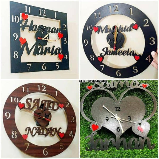 Customized Wooden Your Name Wall Clock - Wooden Wall Clock - Customize Clock