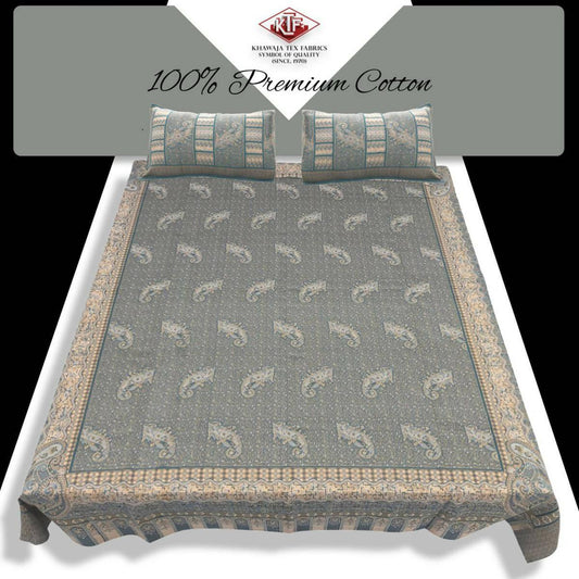 Khawaja King size double bed sheet 100% cotton traditional hand crafted bed set gultex style multani cotton bed cover with 2 pillow covers B6