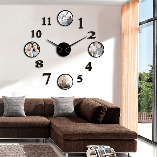 Photo Picture Frame Diy Large Wooden Wall Clock Custom Photo Decorative Clock