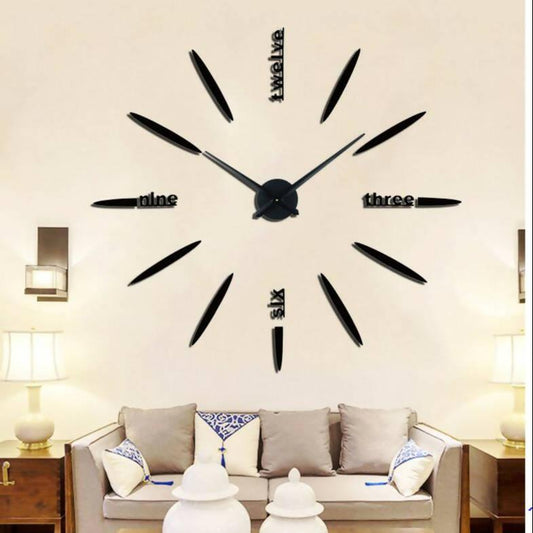 3D DIY Wall Clock Quartz Watch Decoration Piece Items Design For Home Acrylic Rounded Lines