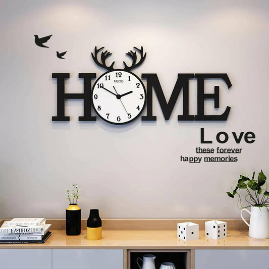 Big Home With Birds 3d Wooden Wall Clock , Numeral Quartz White Dial