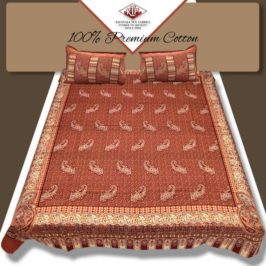 Khawaja King size double bed sheet 100% cotton traditional hand crafted bed set gultex style multani cotton bed cover with 2 pillow covers B7