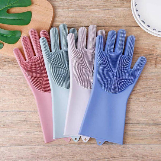 Rubber Gloves Gardening Washing Msrp Kitchen Multifunction Magic for Dishes Cleaning Scrubber Clean Household Tools Glove