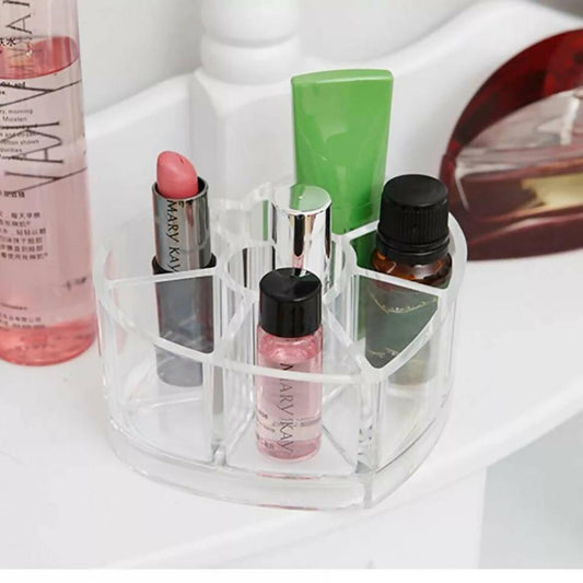 Lovely Heart Shaped Acrylic Makeup Cosmetic Organizer Transparent Crystal..