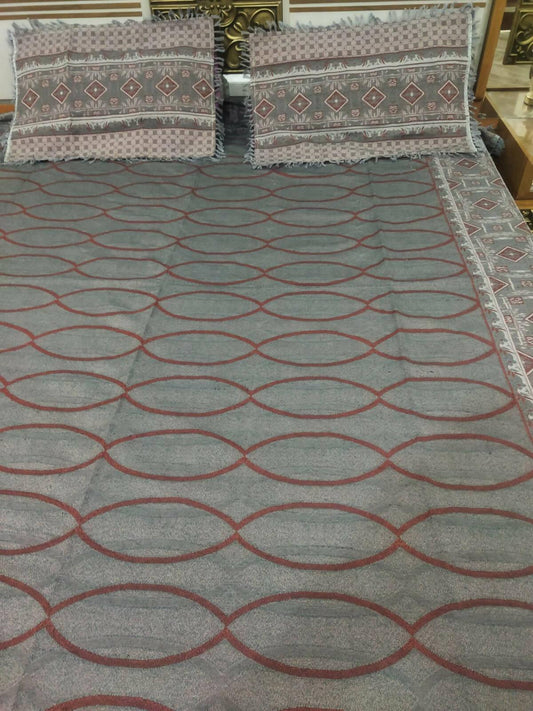 3 Pcs Cotton Printed Double Bedsheet