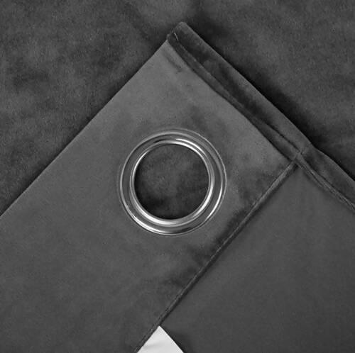 Imported Malai Blackout Velvet Curtains Grey ( 2 Curtain Set )