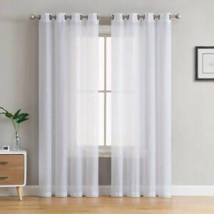 Durable Fabric Net Curtains White ( 2 Curtain Set )