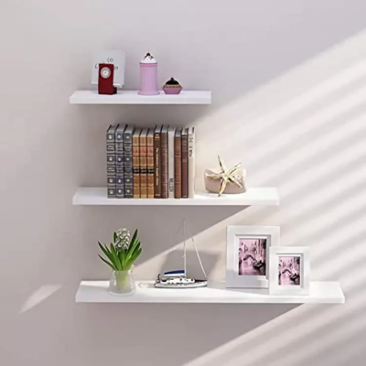 AKW Set of 3 Floating Wall Shelf, Wall Mount Display Rack for Bedroom, Living Room, Bathroom, Kitchen, Office Dark Brown & white