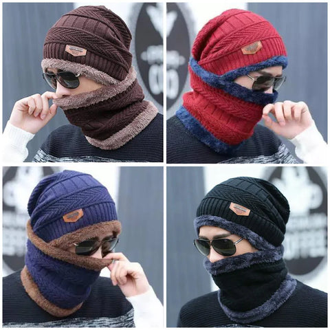 Beanie cap-Wool cap with neck warmer for men women| Winter cap for Unisex