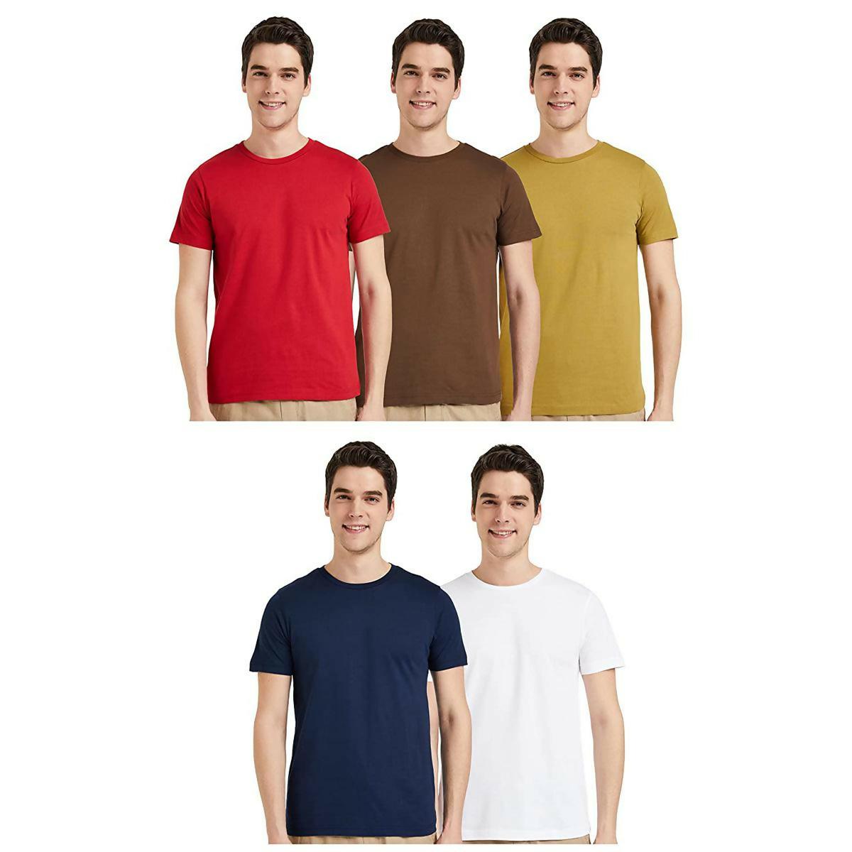 Khanani's T Shirt for men Pack of 5 Round neck multicolor summer tshirts for men - ValueBox