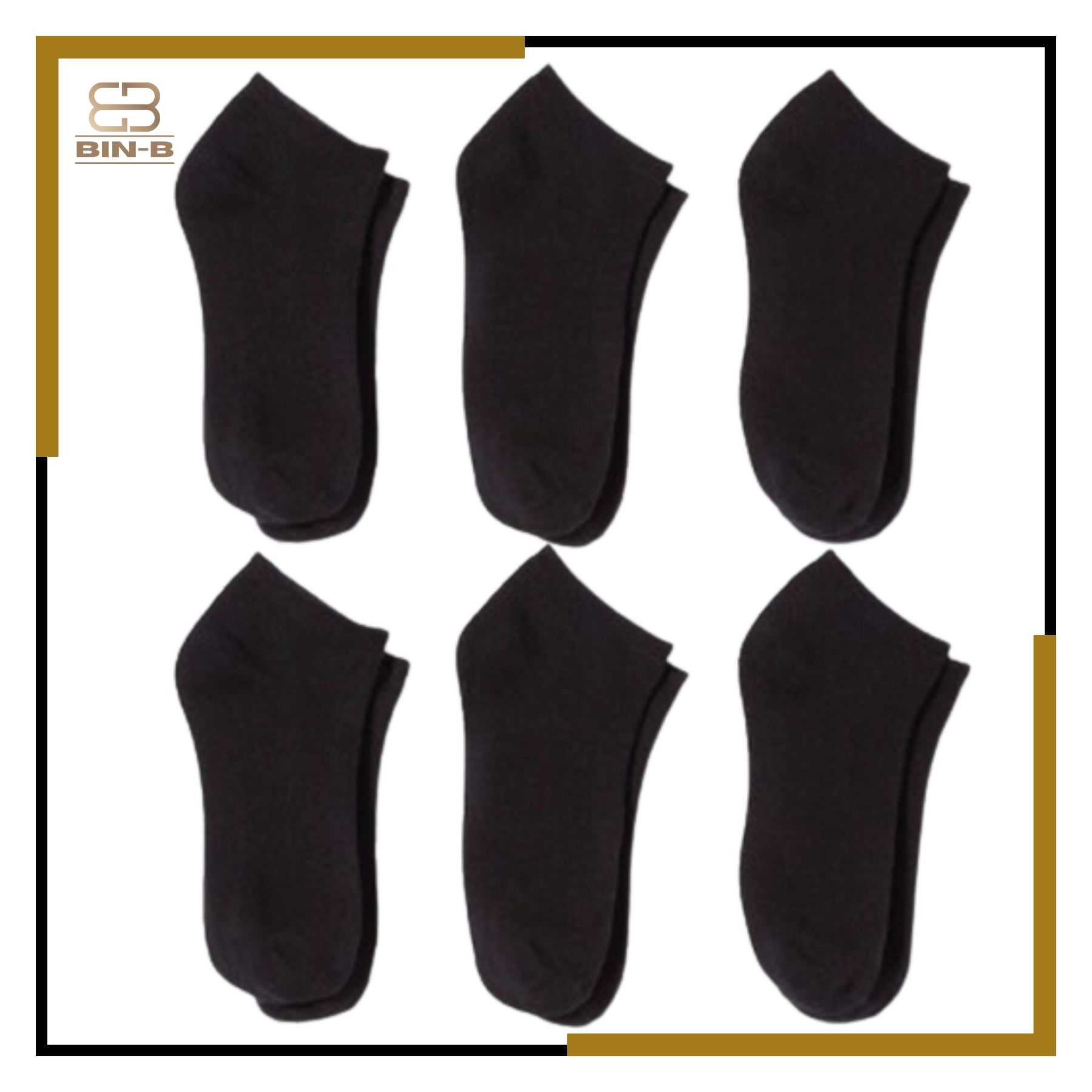 BIN-B 6 Pairs Cotton Ankle Socks For Men Women - 3 Random colors