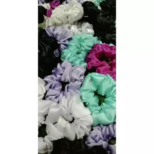 High Trending Pack of 4 Scrunchies for Girls and Women With Gift