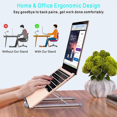 Foldable Metal Laptop Stand With Anti Slip Rubber Grips | 25% OFF| FREE DELIVERY | EASY RETURN - ValueBox