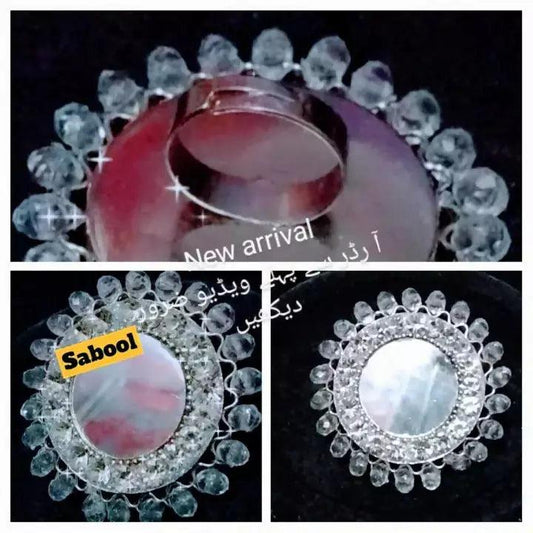 Mirror Afghan Ring for Women and Girls/ Big Mirror / Adjustable /آ رڈر سے پہلے ویڈیو ضرور دیکھیں