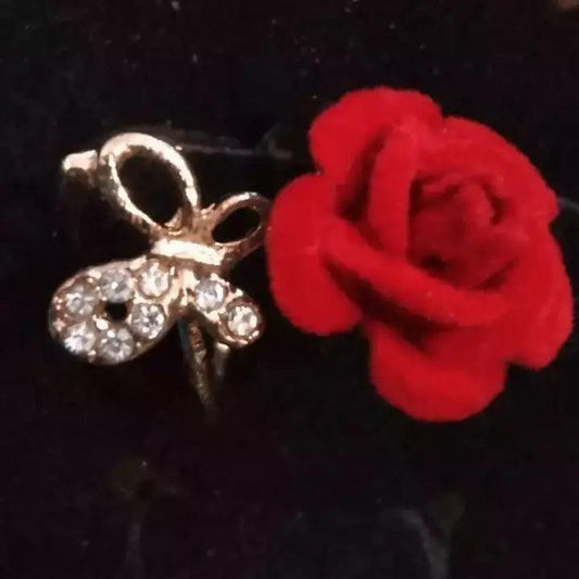 New Adjustable Fancy Antique Red Rose Beautiful Ring for Women and Girls