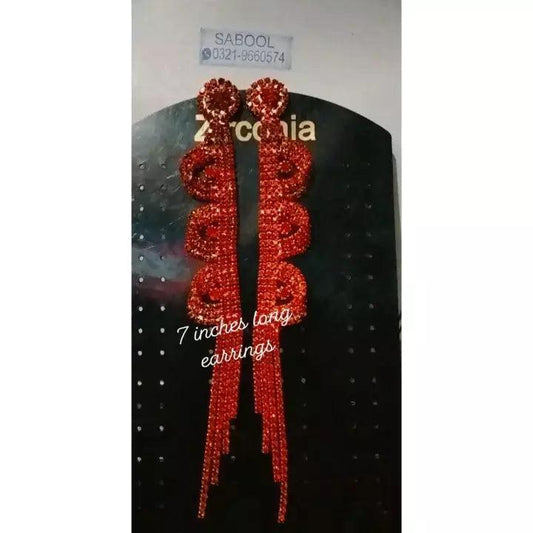 New Fashion Elegant Style 7 Inches Long Zarqoon Drop Earrings Imported Collection