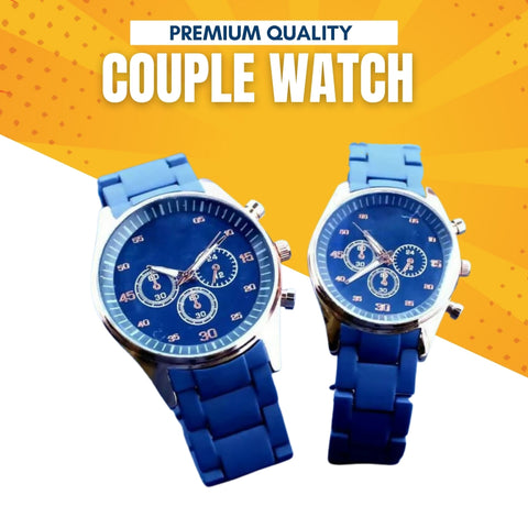 Blue Couple Pair Rubber Chain Watch Premium Quality