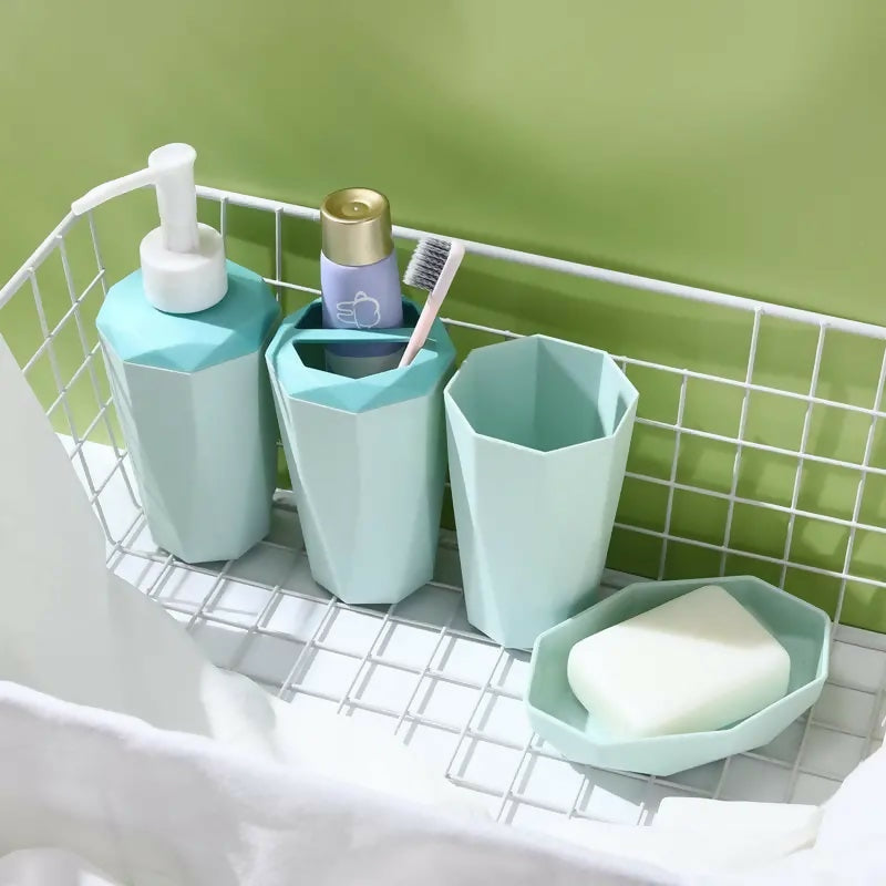 4-PCs-PVC-Bath-Accessories-Set-2583-Green-Apricot-6837