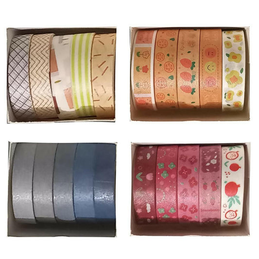 5 Rolls/Set Macaron Based Solid Color Washi Tapes Decorative Masking Tapes Sticky Paper Tape for Journals Diary DIY Crafts Gift Wrapping - ValueBox