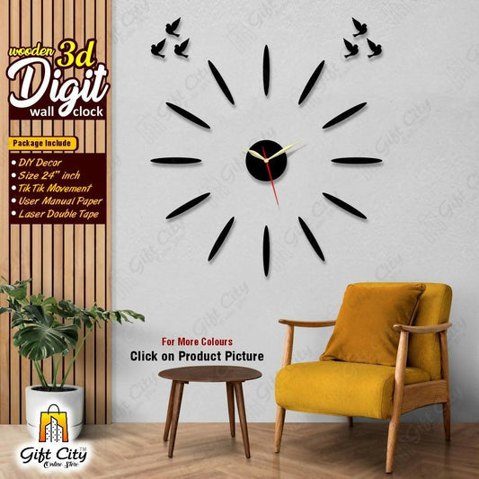 badgeMade by Gift City - SPIRAL DIY Wooden Wall Clock for Home and Offices Self Adhesive