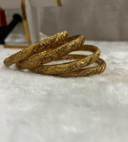 Elegant Fancy Golden Bangle 4 pcs