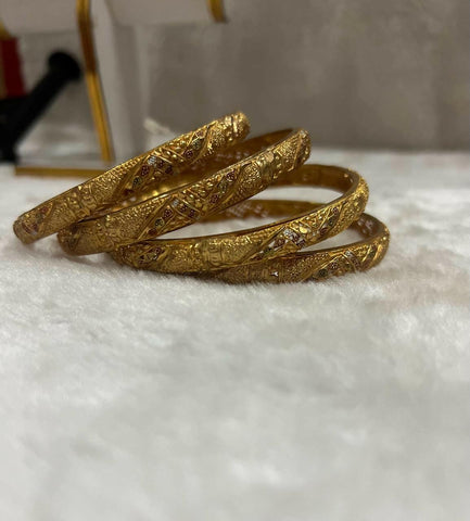 Elegant Fancy Golden Bangle 4 pcs - ValueBox