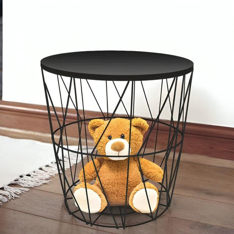 Metal Wire Removable Wooden Top Coffee Table - ValueBox