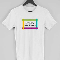 Khanani's My Life My Rules – Men’s Half Sleeve White T-shirt - ValueBox