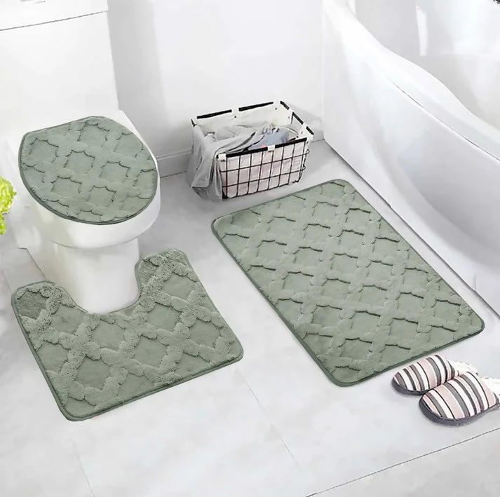 3-PCs-Anti-Skid-Commode-Mat-Set-328-Zig-Zag-Grey-Apricot-7910