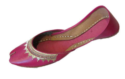 Women Hand Made Pure Leather Embroidered Khussa Fancy Pink Khusa