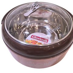 Glorious Extra Large Hot Pot With Glass Top Premium Quality - Food Warmer - Spring Stainless Steel