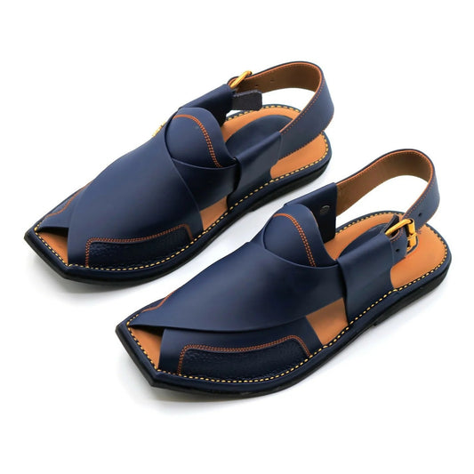 Navy Blue Peshawari Chappal Genuine Leather