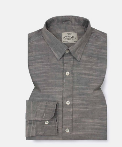 Grey Slub Oxford Shirt