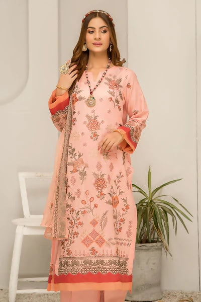 Qalb D-03 : Unstitched Embroidered Lawn 3pc - ValueBox