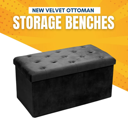 New Velvet Ottoman Storage Benches Folding Stool Soft Cushion Footrest Toy Storage Box Seat for Living Room