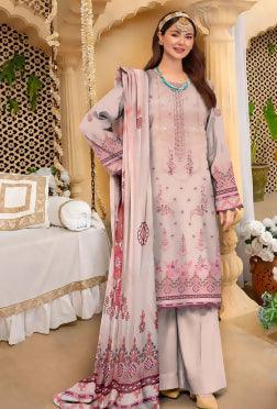 3pc Embroidered Lawn shirt Munarq by Nisha Designer Light Pink