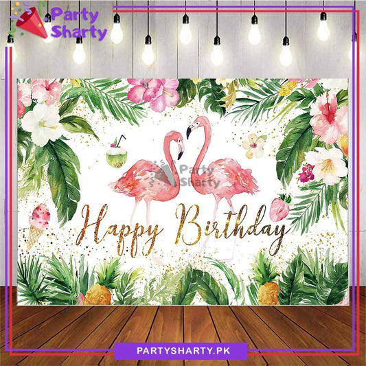 Flamingo Theme Panaflex backdrop For Flamingo Theme Birthday Decoration and Celebration - ValueBox