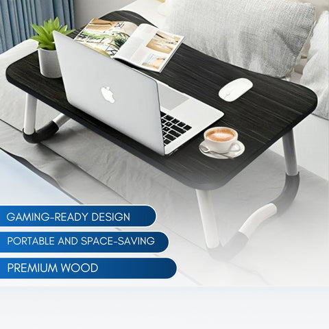 Portable Wood Laptop Table for Bed – Folding Desk for Gaming & Home Use