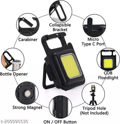 Face Value COB Small Flashlight, Keychain Work Light, USB Rechargeable, Mini LED Handheld Flashlight, 4 Light Modes Portable Pocket Light