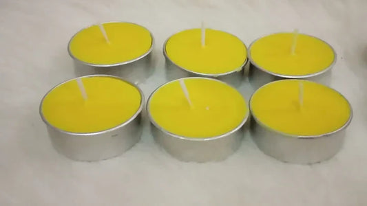 Pack of 6 Premium Quality Round Shape Floating Scented Candles 100% Handmade in Yellow (without any damage or crushing)