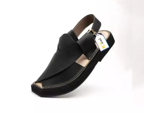 Black Matte Kaptaan Chappal Peshawari Chappal