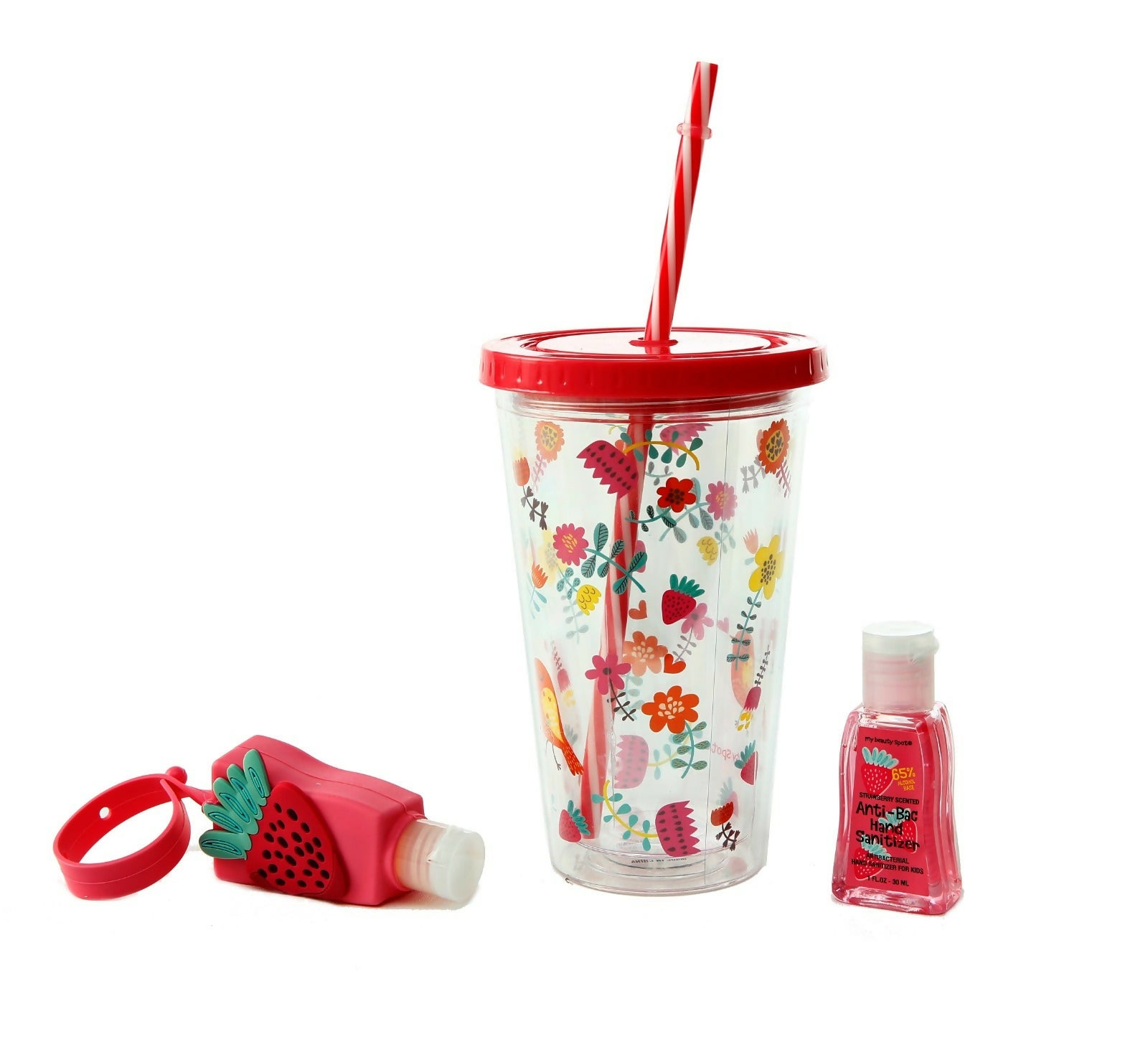 Double-Walled-Thick-ACRYLIC-Mug-with-Straw-and-2hand-Sanitizer-Jars-Fruits-Apricot-5807