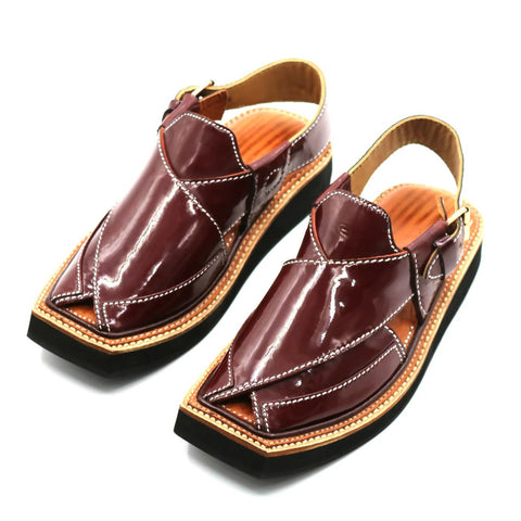 Premium Quality Patent Leather Kaptaan Chappal