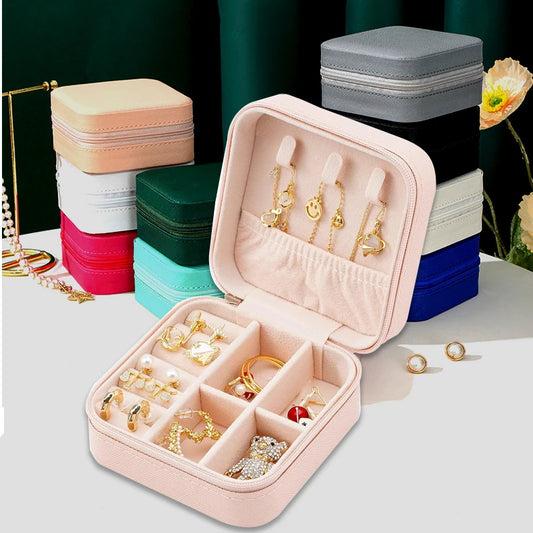 Travel Jewelry Box Jewelry Organizer for Double Layer Portable Mini Travel Case Display Storage Holder Boxes)