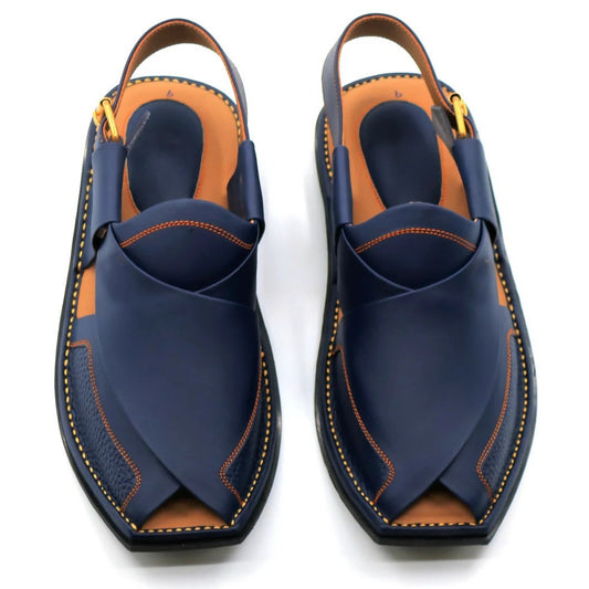 Navy Blue Peshawari Chappal Genuine Leather