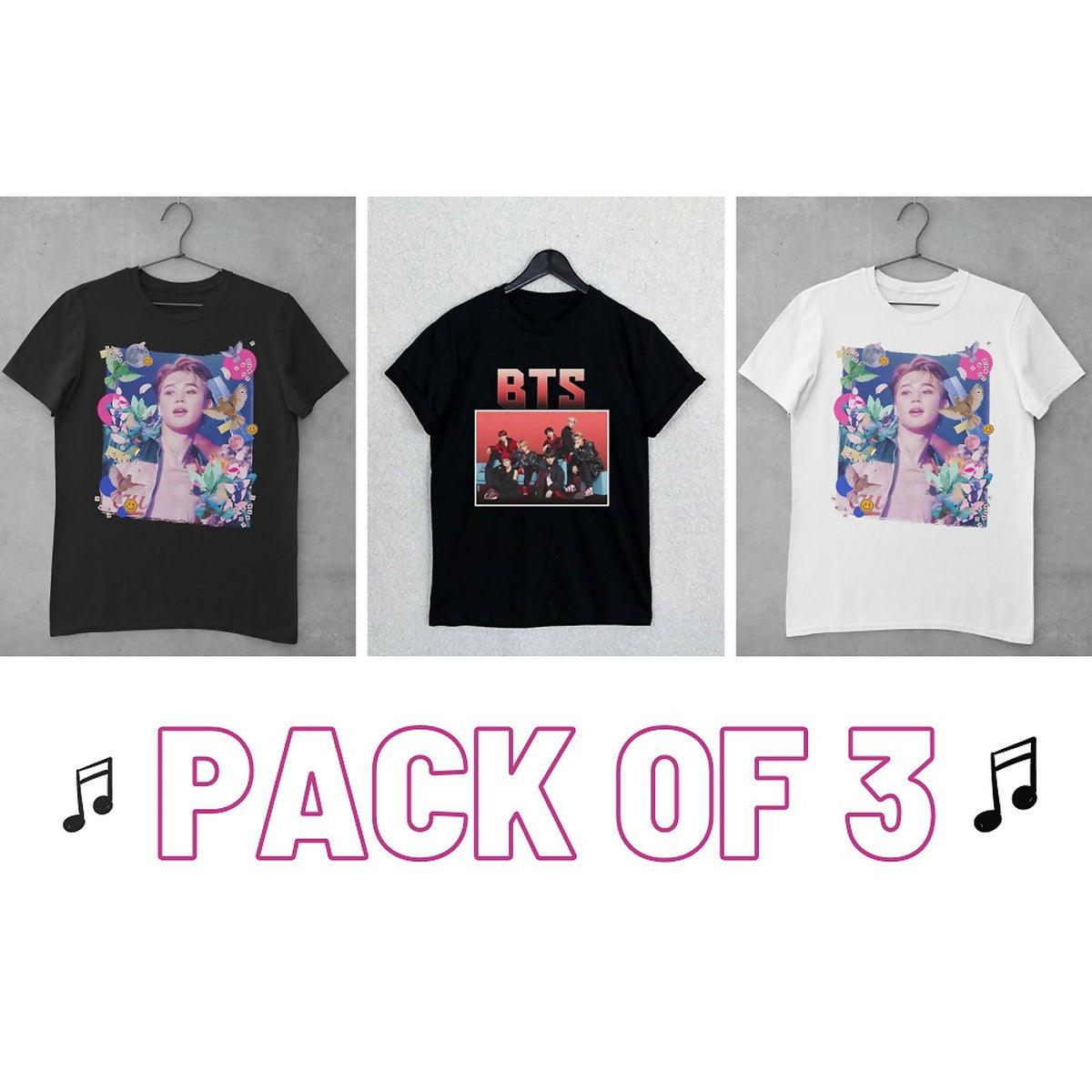 Khanani's Black and white BTS fan unisex t shirt -pack of 3 - ValueBox