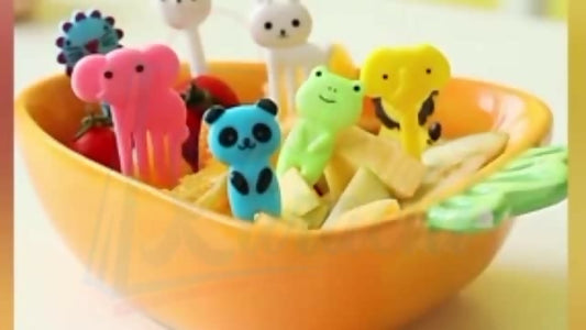 Mini Cartoon Animal Fruit Fork Children Dessert Fork Party Decoration - ValueBox