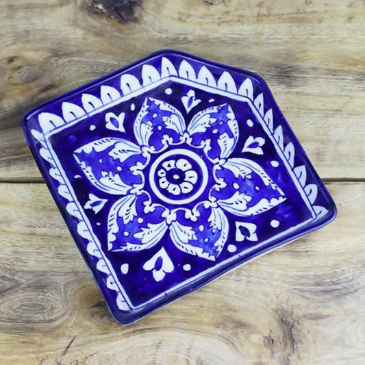 Pentagon Tray-Blue pottery