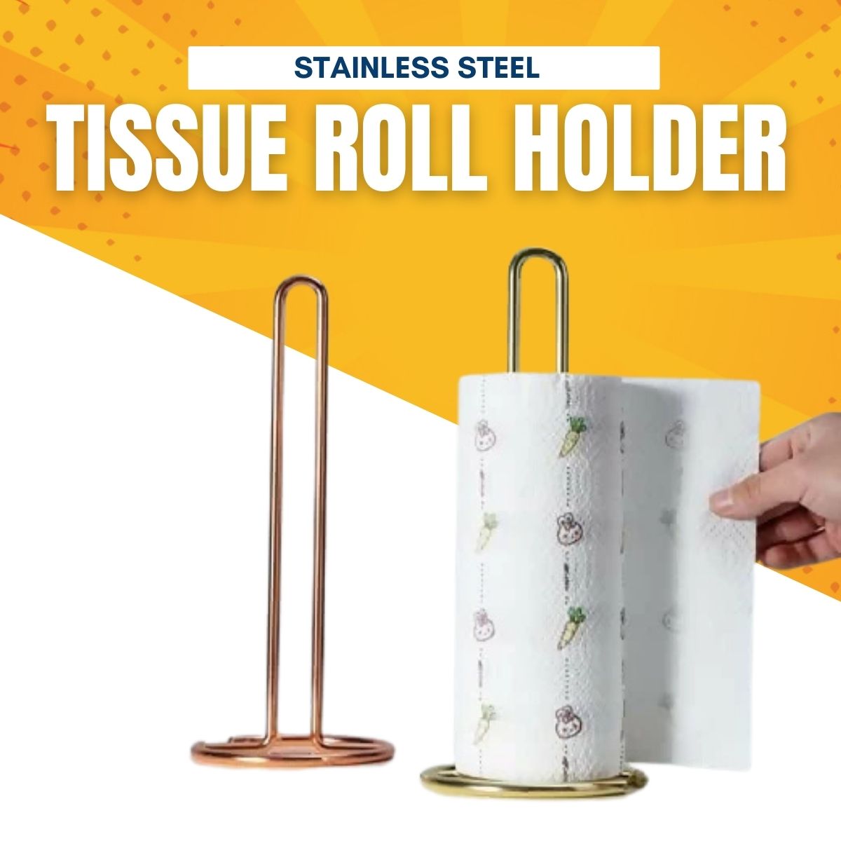 Stainless Steel Tissue Roll Holder-Gold